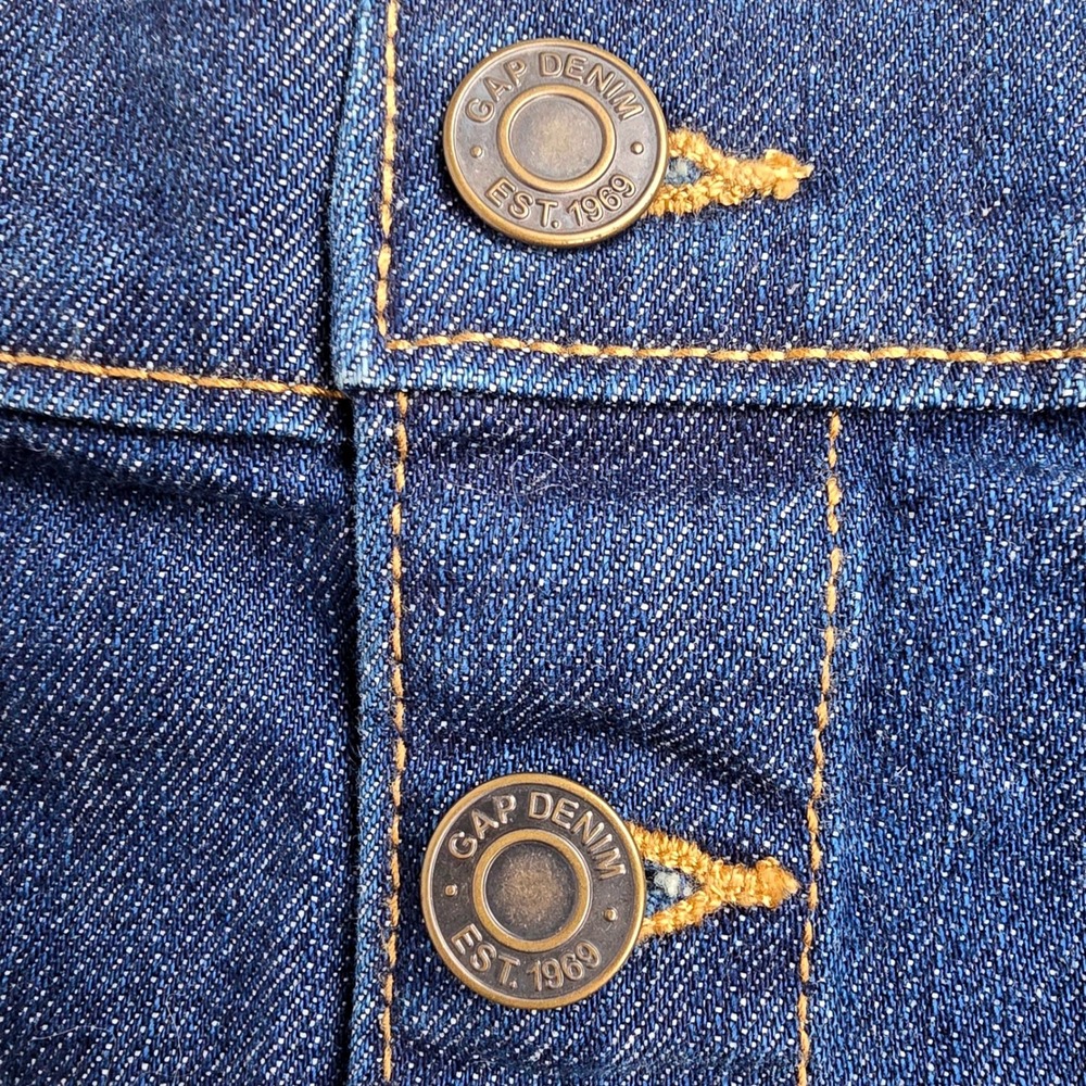 Gap Denim Button Front Mini Skirt Dark Wash A-Line High Waisted Blue Size 10/30 - Picture 5 of 12